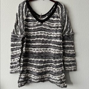Free People Songbird Boucle Sweater V Neck Long Sleeve Oversized Sweater